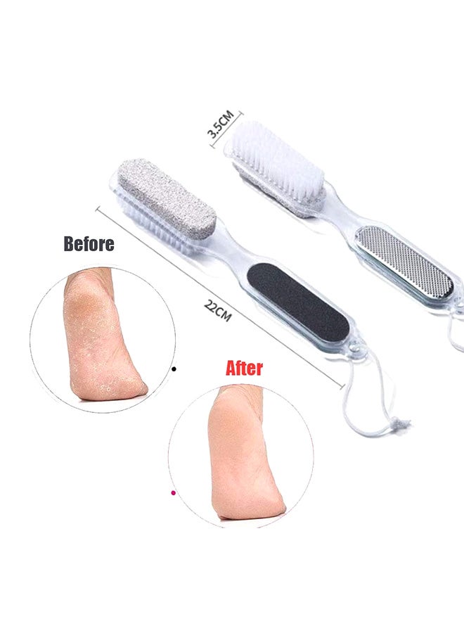 2 Piece 4-In-1 Pumice Stone Double Sided Foot File Clear/Grey - Image 3