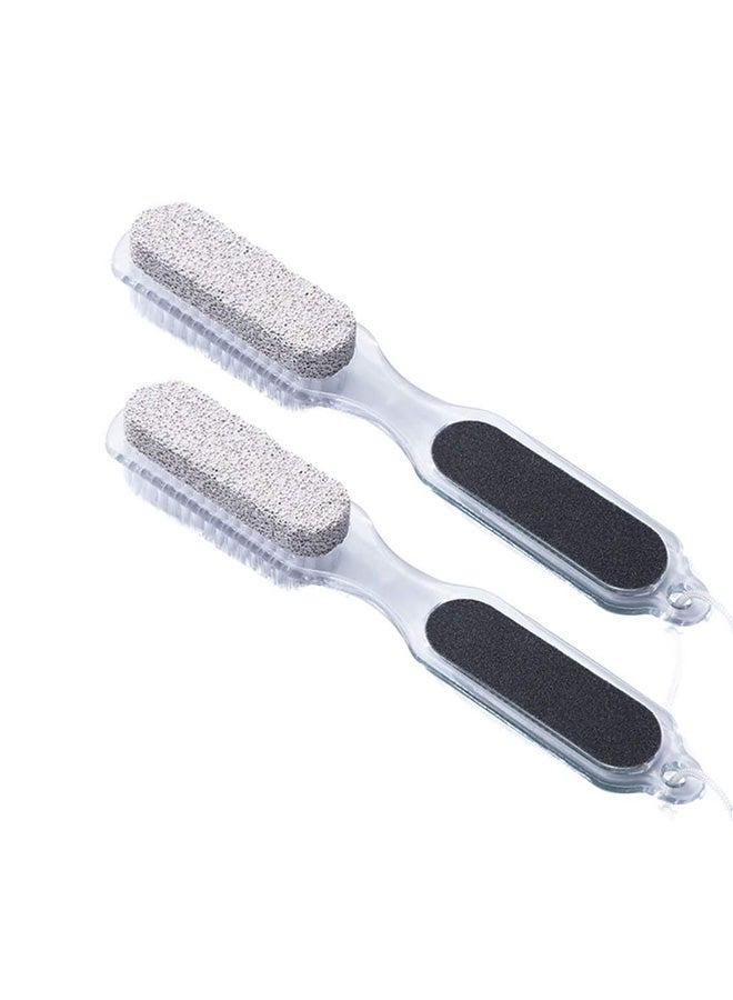 2 Piece 4-In-1 Pumice Stone Double Sided Foot File Clear/Grey - Image 1