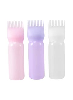Generic 3 Piece Hair Dye Applicator Bottle With Brush White/Purple/Pink 17x4.5cm  - Image 1
