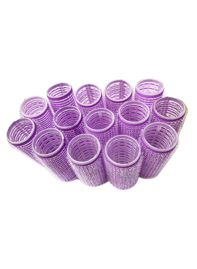 طقم بكرات تجعيد الشعر ذاتية الإمساك مكون من 14 قطعة أرجواني - Image 1