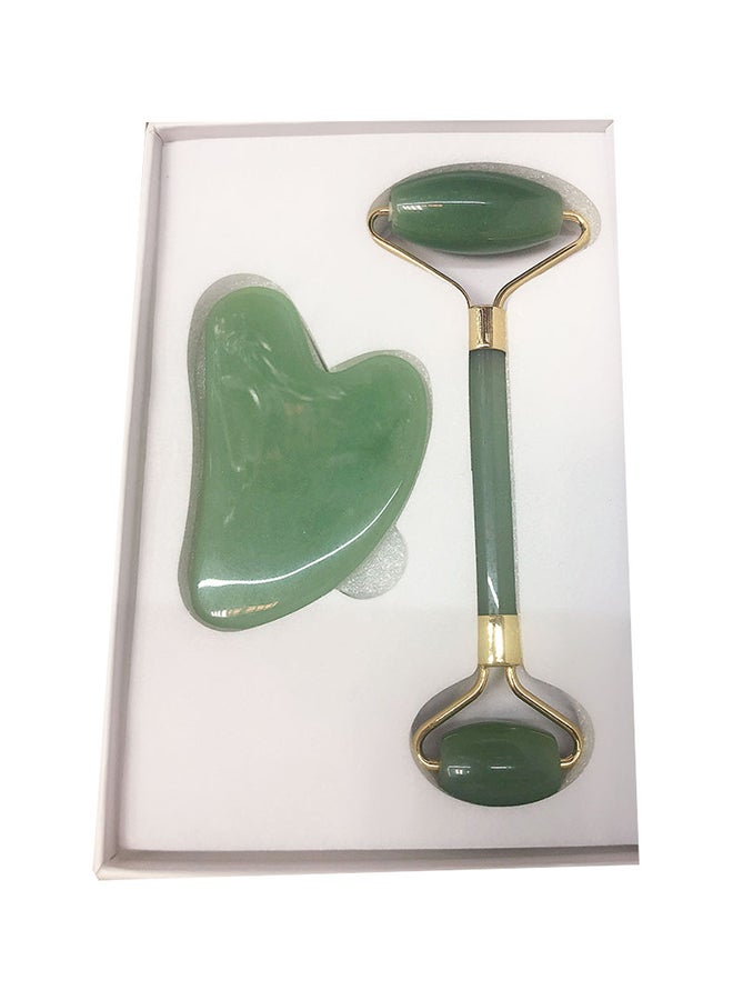 Generic Jade Roller Guasha Stone Massager Gift Set Green 220grams - Image 2