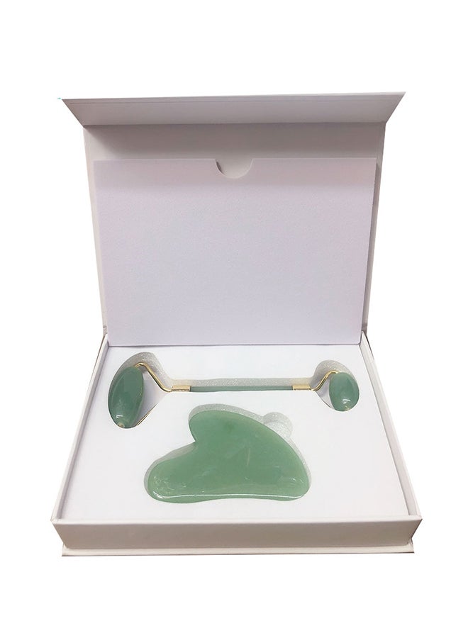 Generic Jade Roller Guasha Stone Massager Gift Set Green 220grams - Image 3
