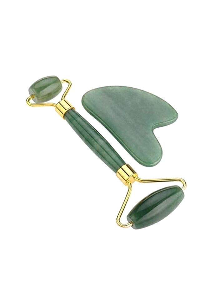 Generic Jade Roller Guasha Stone Massager Gift Set Green 220grams - Image 1