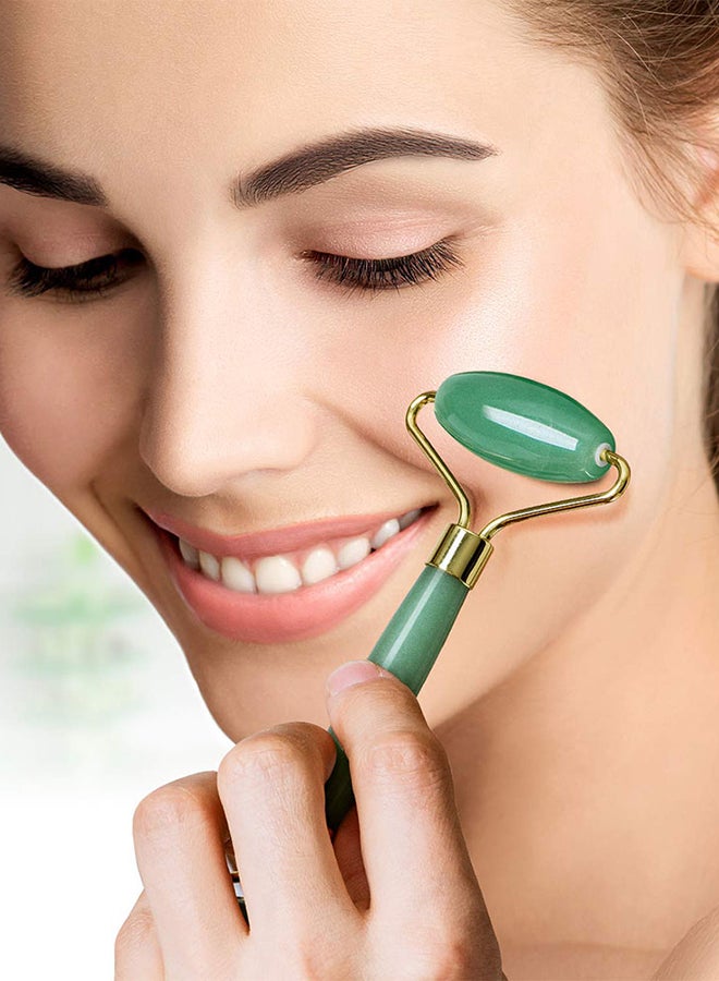 بكرة دوارة للوجه من حجر اليشم لمكافحة علامات التقدم في السن أخضر 150جرام - Image 2