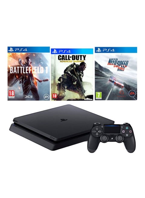 PlayStation 4 Slim 1TB Console With 3 Games (Call Of Duty: Advance Warfare, Need For Speed Rivals, Battlefield 1)