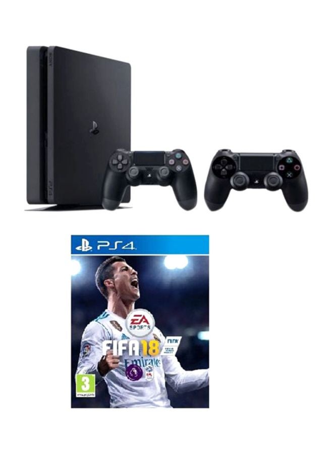 PlayStation 4 Slim 500GB Console With 2 DUALSHOCK 4 Controller And 1 Game (FIFA 18) - v1595239742/N19157533A_1