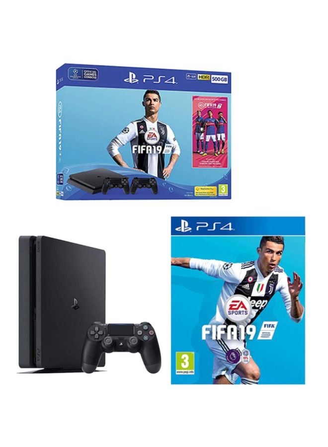 PlayStation 4 500 GB Console With 2 DUALSHOCK 4 Controllers And 3-Months PlayStation Plus Subscription Card And 1 Game (FIFA 19)