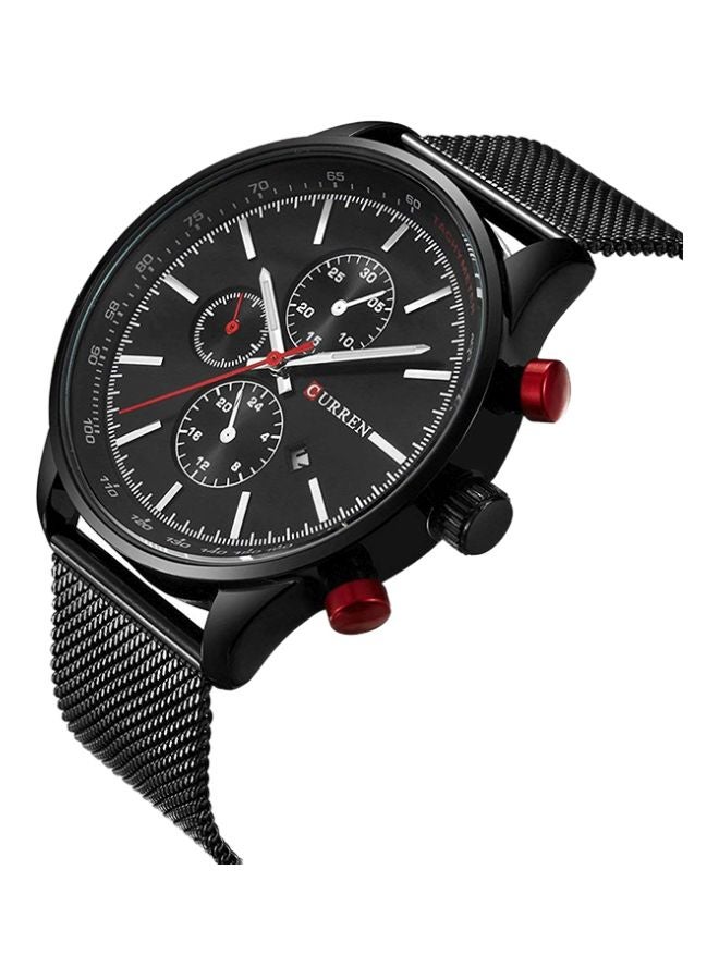 كارين ساعة يد بعقارب وسوار من الإستانلس ستيل طراز W- 8227-B - مقاس 44 مم - لون أسود للرجال - Image 3