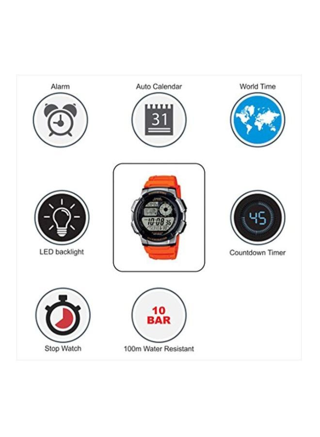 كاسيو ساعة يد رقمية ومقاومة للماء طراز AE-1000W-4BVDF - مقاس 40 مم - لون برتقالي للرجال - Image 5