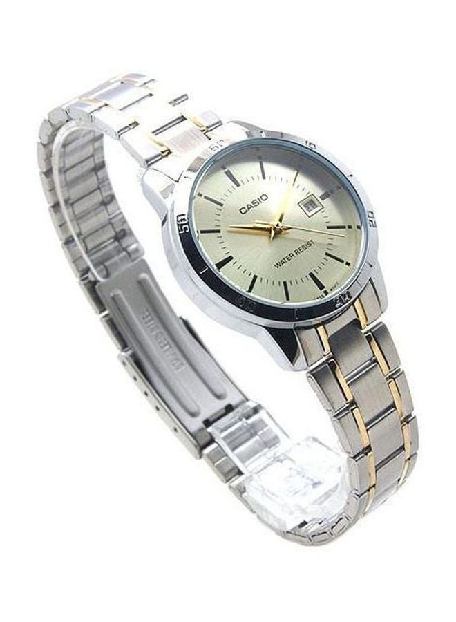 كاسيو ساعة يد رسمية بعقارب وسوار من الإستانلس ستيل طراز LTP-V004SG-9A - قياس 35 مم - فضي/ذهبي للنساء - Image 3
