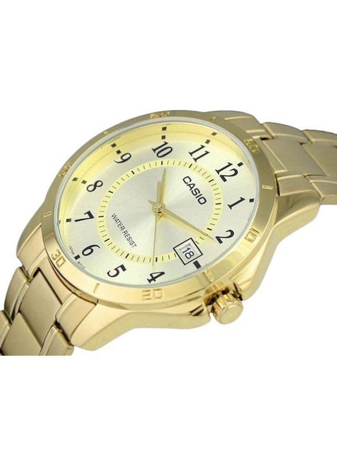 كاسيو ساعة يد دريس بعقارب ومقاومة للماء طراز MTP-V004G-9B - 47 مم - ذهبي للرجال - Image 4