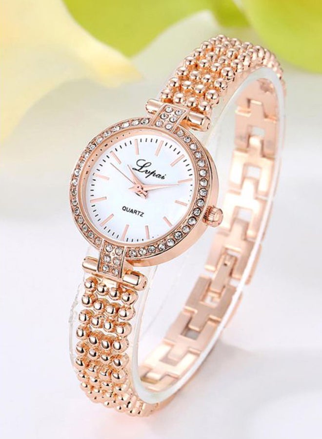 بلولانز ساعة أنالوج مرصعة بالحجارة 17644 - 21 مم - ذهب وردي - Image 2