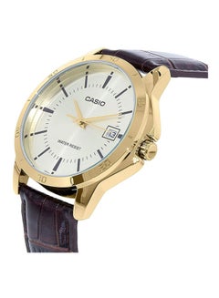 CASIO Men's Water Resistant Leather Analog Watch MTP-V004GL-9A - 42 mm - Brown  - Image 3