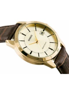 CASIO Men's Water Resistant Leather Analog Watch MTP-V004GL-9A - 42 mm - Brown  - Image 4