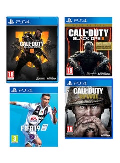 Call of Duty Black Ops 4 + Call of Duty WWII + Call of Duty Black Ops 3 Gold Edition + FIFA 19 : Standard Edition (Intl Version) - PlayStation 4 (PS4)