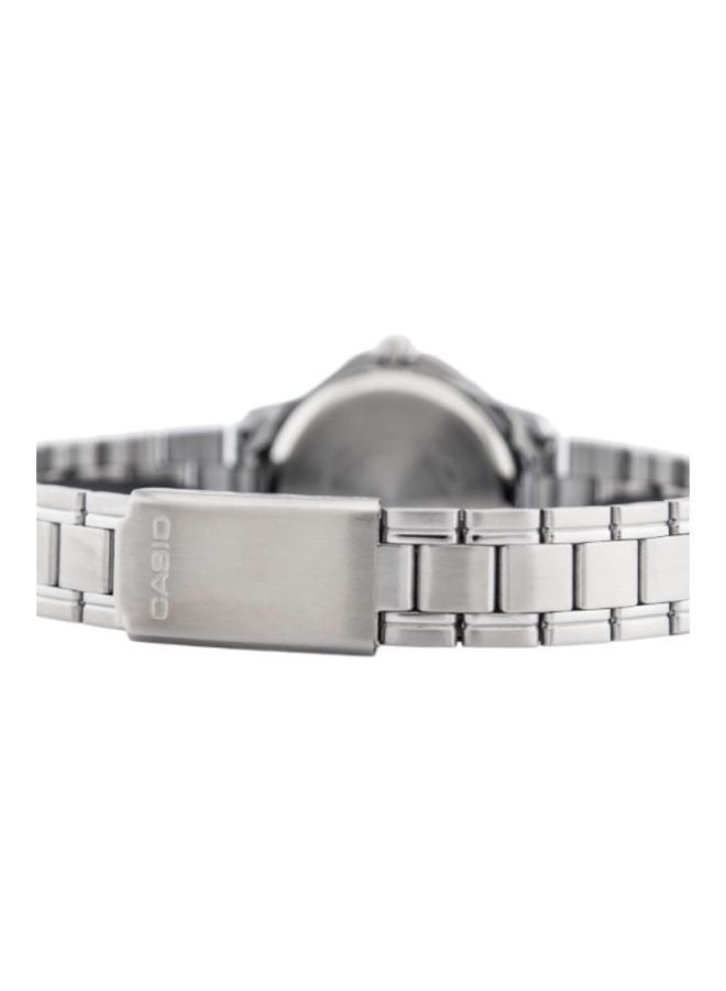 كاسيو ساعة يد بعقارب وسوار من الإستانلس ستيل طراز LTP-V004D-7B - قياس 30 مم - لون فضي للنساء - Image 2