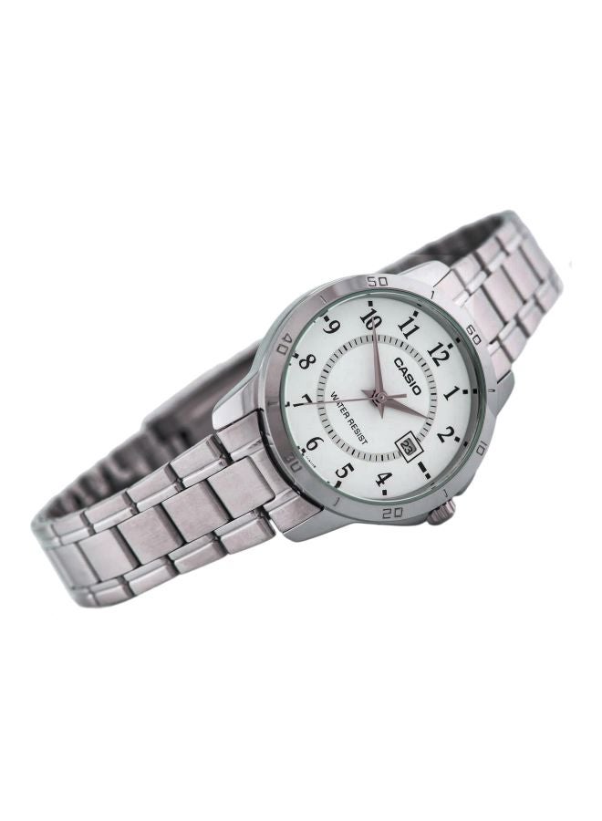 كاسيو ساعة يد بعقارب وسوار من الإستانلس ستيل طراز LTP-V004D-7B - قياس 30 مم - لون فضي للنساء - Image 3