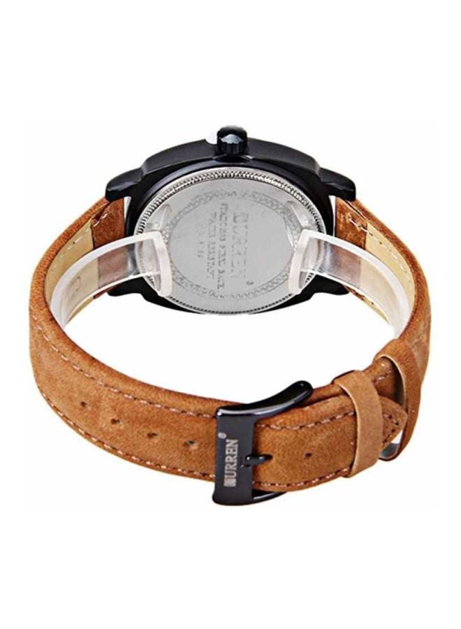 Men's Leather Analog Watch 8139 - 40 mm - Brown