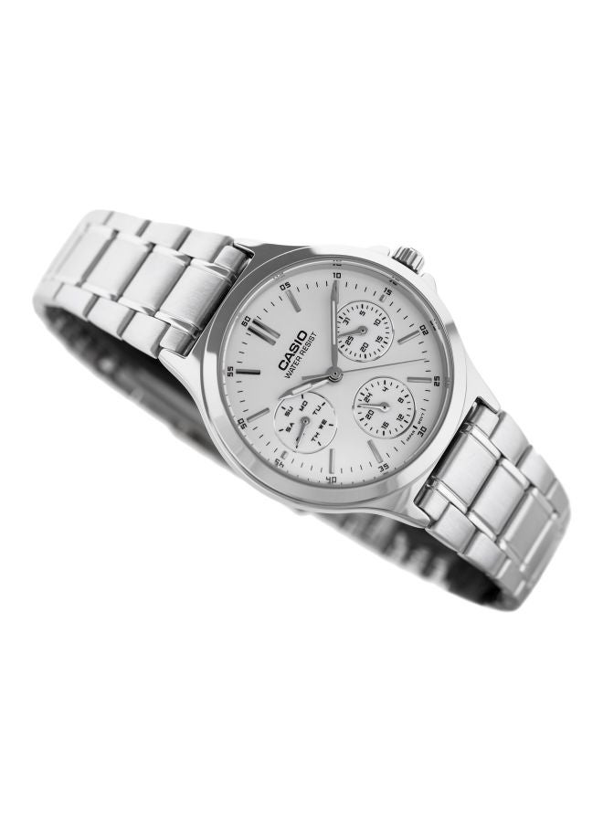 كاسيو ساعة يد كرونوغراف مقاومة للماء طراز LTP-V300D-7A - مقاس 33 مم - لون فضي للنساء - Image 3