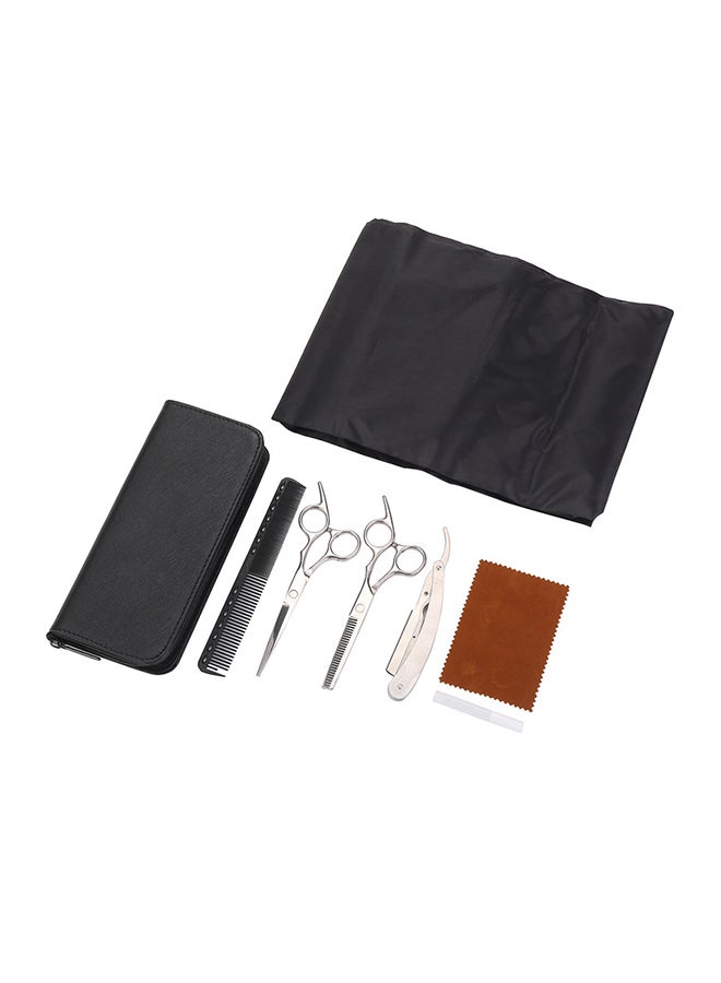 LAWAZIM 7-Piece Heavy-Duty Scissors Razor Blade Hair Styling Set Black - Image 1