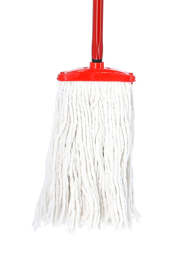 Royalford Royal Bright Professional Mop Medium Handle 120 Cm Premium Quality Material Made In Turkey Multicolor Red Stick And White Cotton 2kg  - Image 2