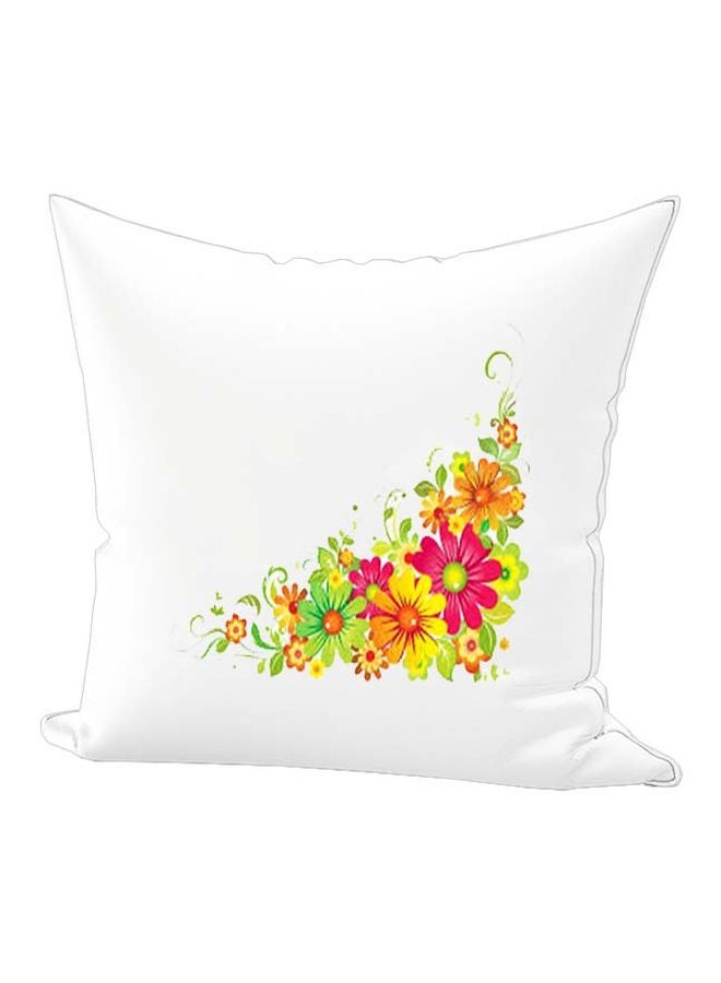 REGAL IN HOUSE Flower Printed Decorative Throw Pillow White/Red/Yellow 40x40cm 
