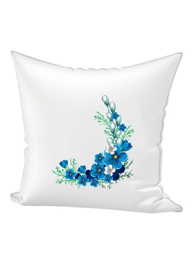 REGAL IN HOUSE Flower Printed Decorative Cushion cotton White/Blue/Green 65x65cm 