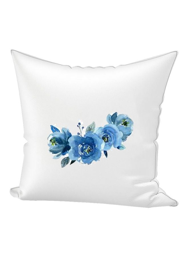 REGAL IN HOUSE Flower Printed Decorative Cushion cotton White/Blue 65x65cm 