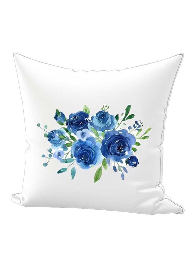 REGAL IN HOUSE Flower Printed Decorative Cushion cotton White/Blue/Green 65x65cm 