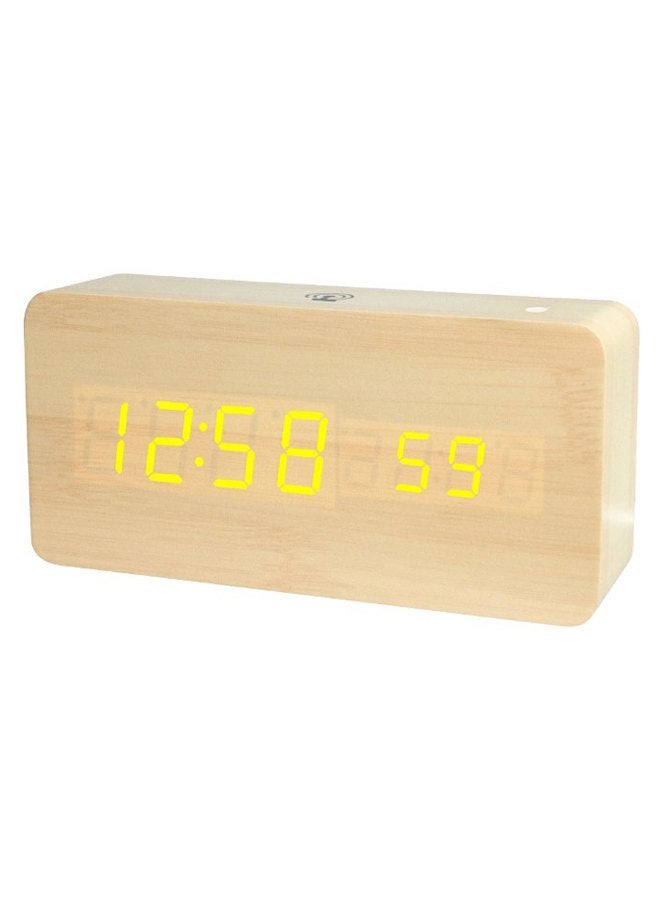 Digital LED Alarm Clock Beige/Yellow 243grams  - Image 1
