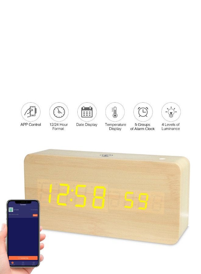 Digital LED Alarm Clock Beige/Yellow 243grams  - Image 2
