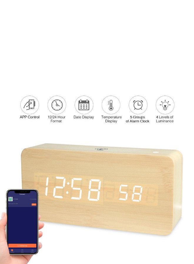 Digital LED Alarm Clock Beige/White/Black 243grams  - Image 2