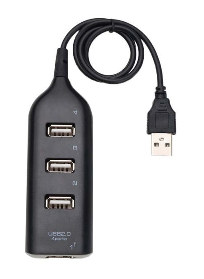 4-Ports Splitter High Speed USB Hub Black/Silver - Image 1