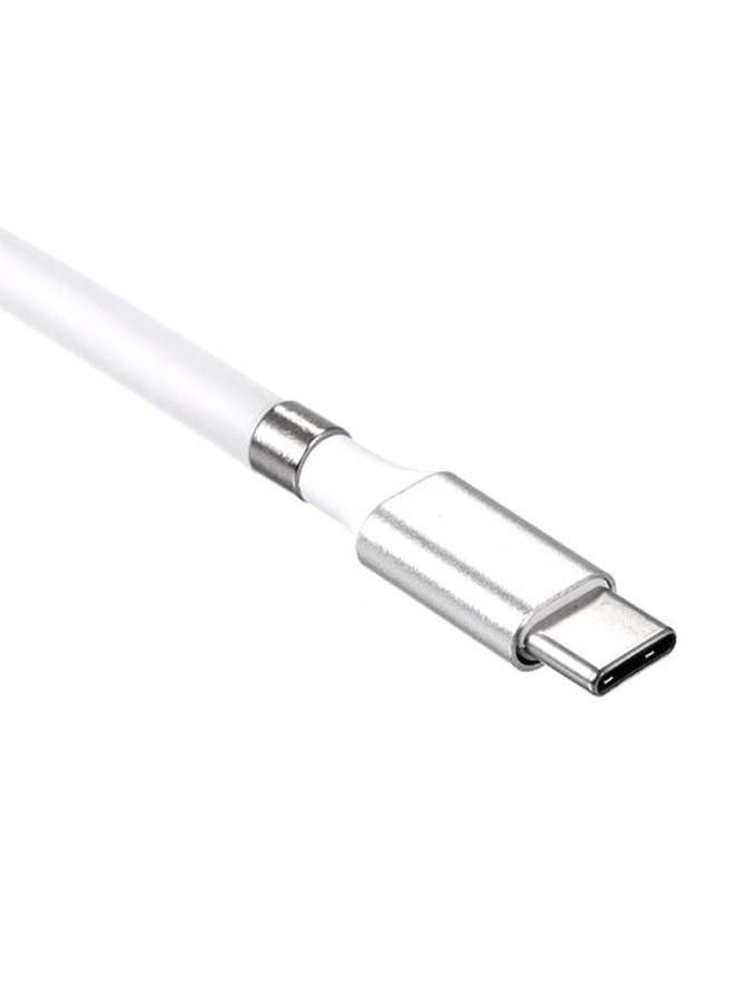 كابل شحن ومزامنة بيانات مغناطيسي من USB إلى طراز C أبيض/فضي - Image 3