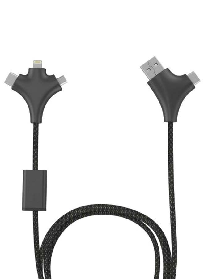 Xoopar 3-In-1 W Data Sync And Charging Cable Black/Silver - Image 1