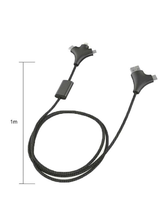 Xoopar 3-In-1 W Data Sync And Charging Cable Black/Silver - Image 2
