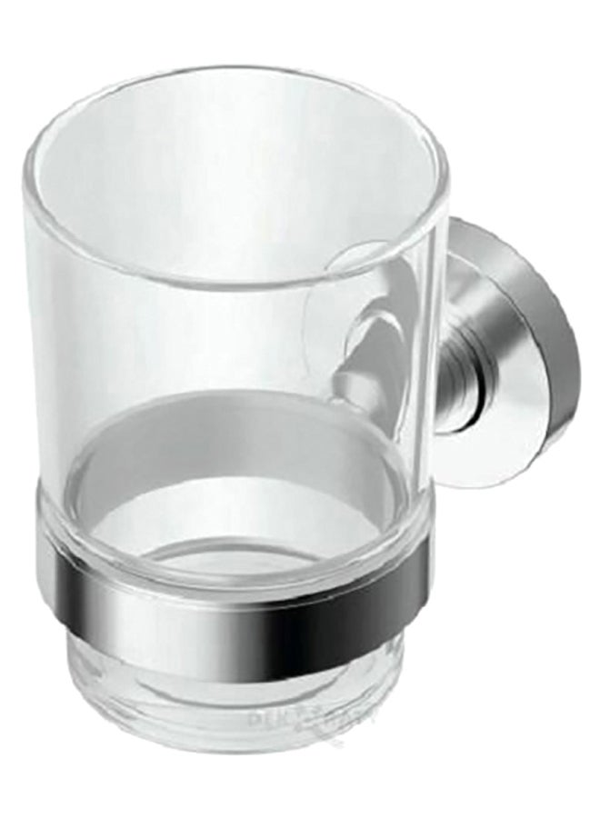 Bath Accessory Storage Tumbler Clear/Silver 10.3 x 9.6cm