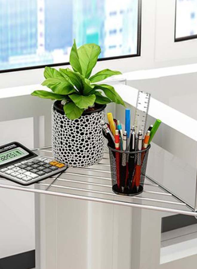Generic - Cubicle Corner Shelf Space-Saving Triangle Rack Silver - Image 1