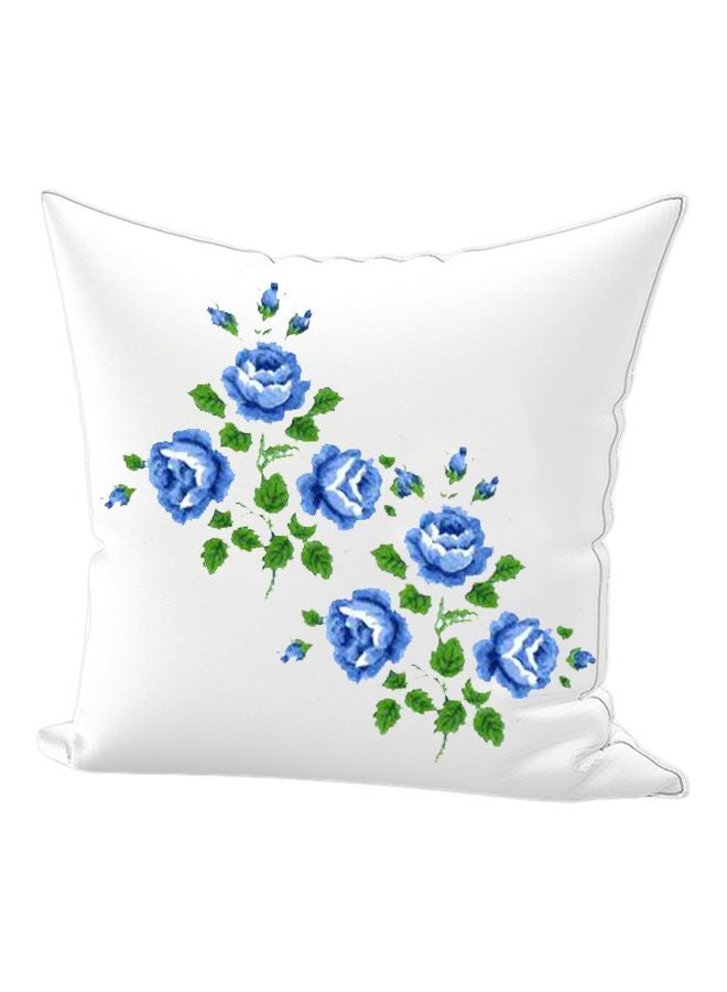 REGAL IN HOUSE Flower Printed Cushion cotton White/Blue/Green 45x45cm 
