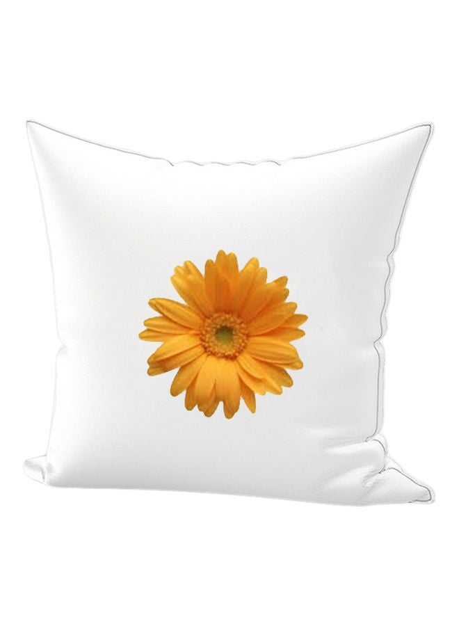 REGAL IN HOUSE Flower Printed Cushion cotton White/Yellow 45x45cm 