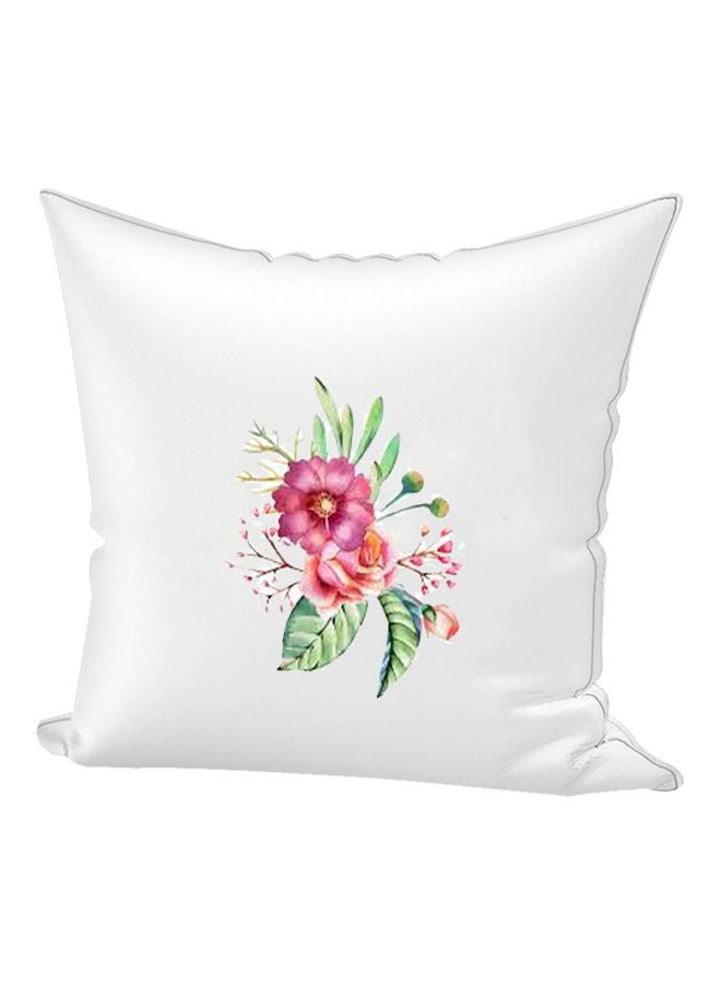 REGAL IN HOUSE Floral Printed Decorative Cushion cotton White/Pink/Green 45x45cm 