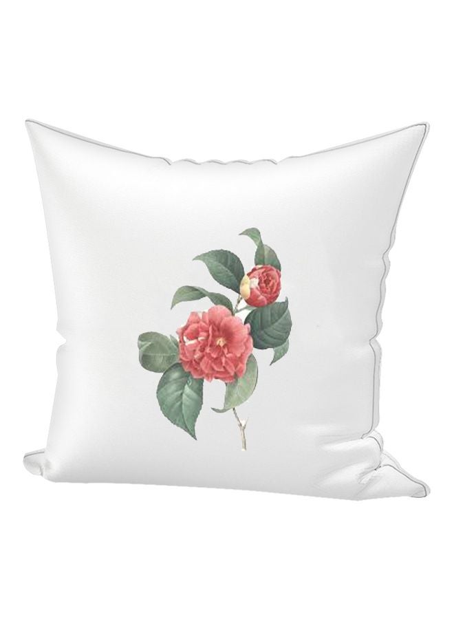 REGAL IN HOUSE Floral Printed Decorative Cushion Cotton White/Red/Green 45x45cm 