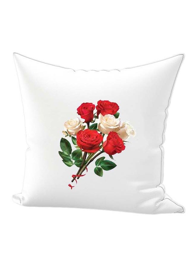 REGAL IN HOUSE Floral Printed  Cushion cotton White/Red/Green 45x45cm 