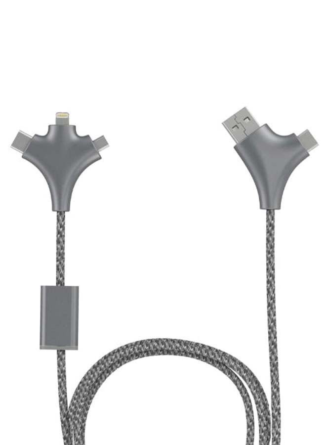 Xoopar 3-In-1 W Data Sync And Charging Cable Grey/Silver - Image 1