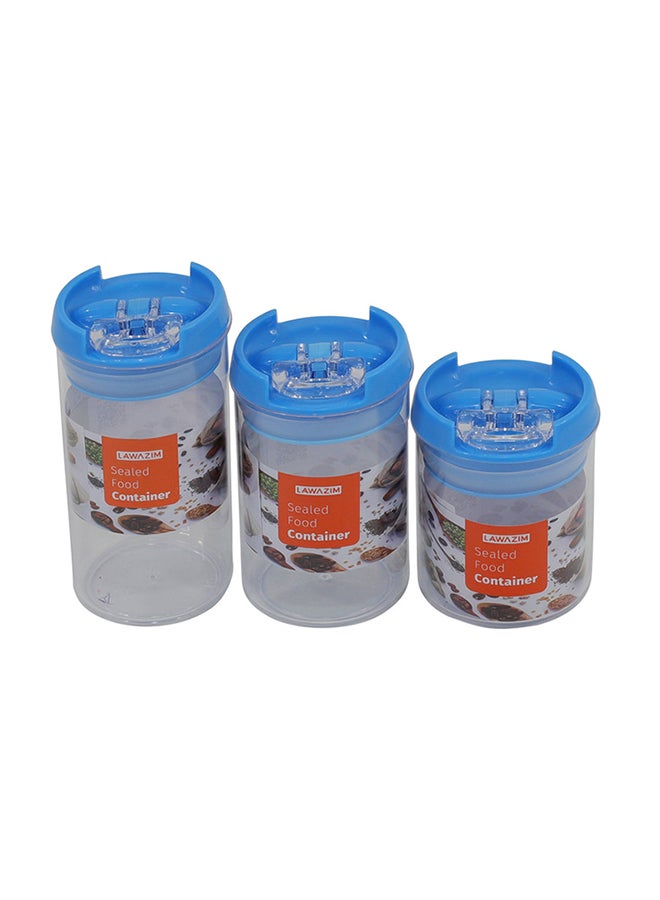 LAWAZIM 3-Piece Food Container Set Clear/Blue Small 7x10, Medium 7x12.5, Large 7x15cm  - Image 2