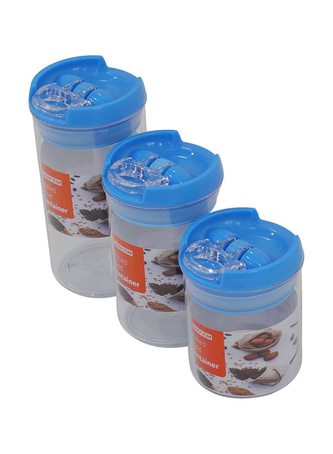LAWAZIM 3-Piece Food Container Set Clear/Blue Small 7x10, Medium 7x12.5, Large 7x15cm  - Image 3
