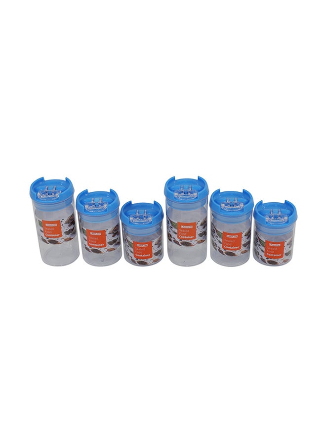 LAWAZIM 6-Piece Food Container Set Clear/Blue 2 Small (7x10), 2 Medium (7x12.5), 2 Large (7x15)cm  - Image 2