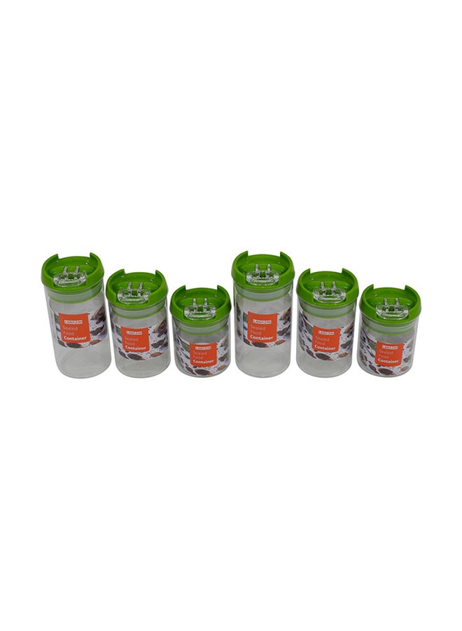 LAWAZIM 6-Piece Round Sealed Food Container Clear/Green Small Food Container 7x10 Cm, Medium Food Container 7x12.5 Cm, Large Food Container 7x15cm  - Image 2