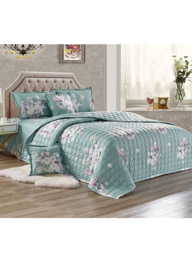 Moon - 4-Piece Double-Sided Ultra-Thin Design Flower Pattern Summer Quilt Set Polyester multicolour Single - Image 1