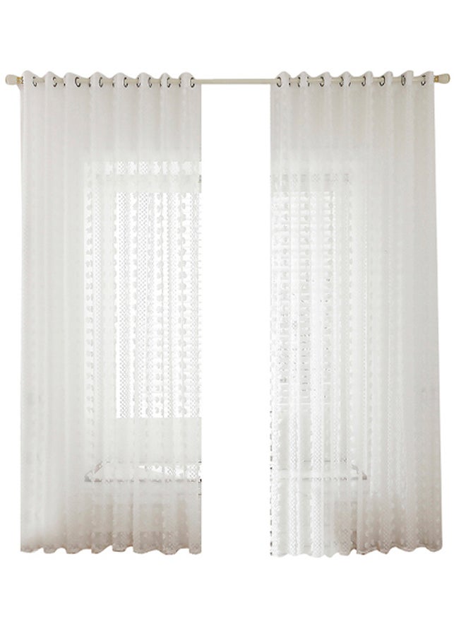 2-Panel Sheer Voile Window Curtain Set With Ring Rod White 39 x 78inch - Image 1